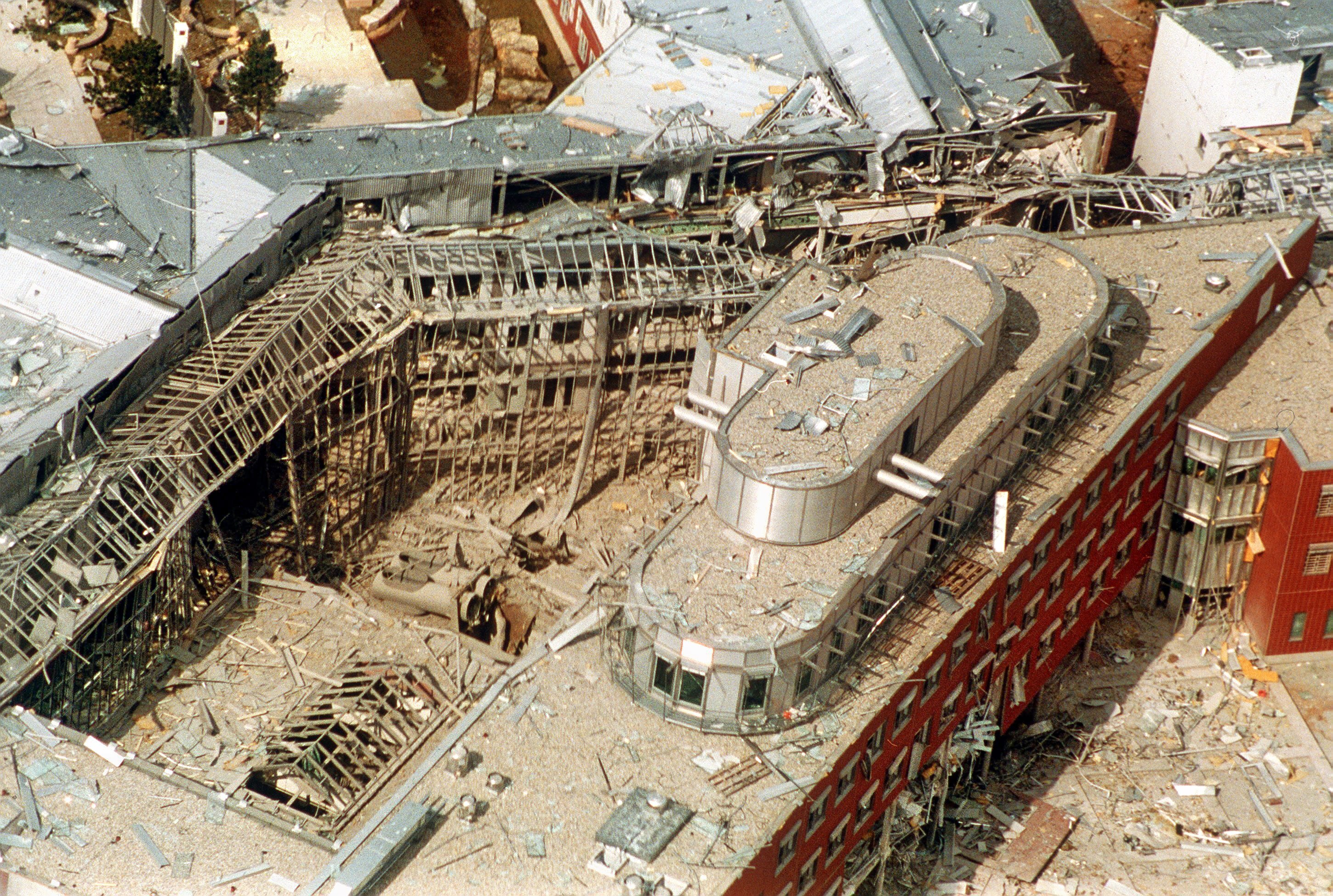 Die von der dritten Generation der RAF zerstörte Haftanstalt im hessischen Weiterstadt.