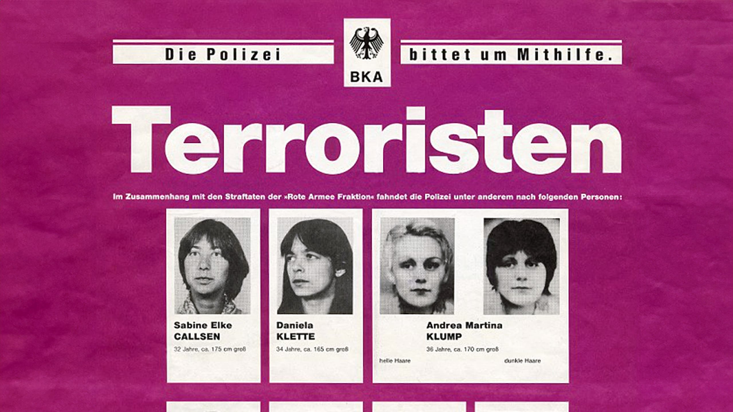 Fahndungsplakat 3. Generation der RAF