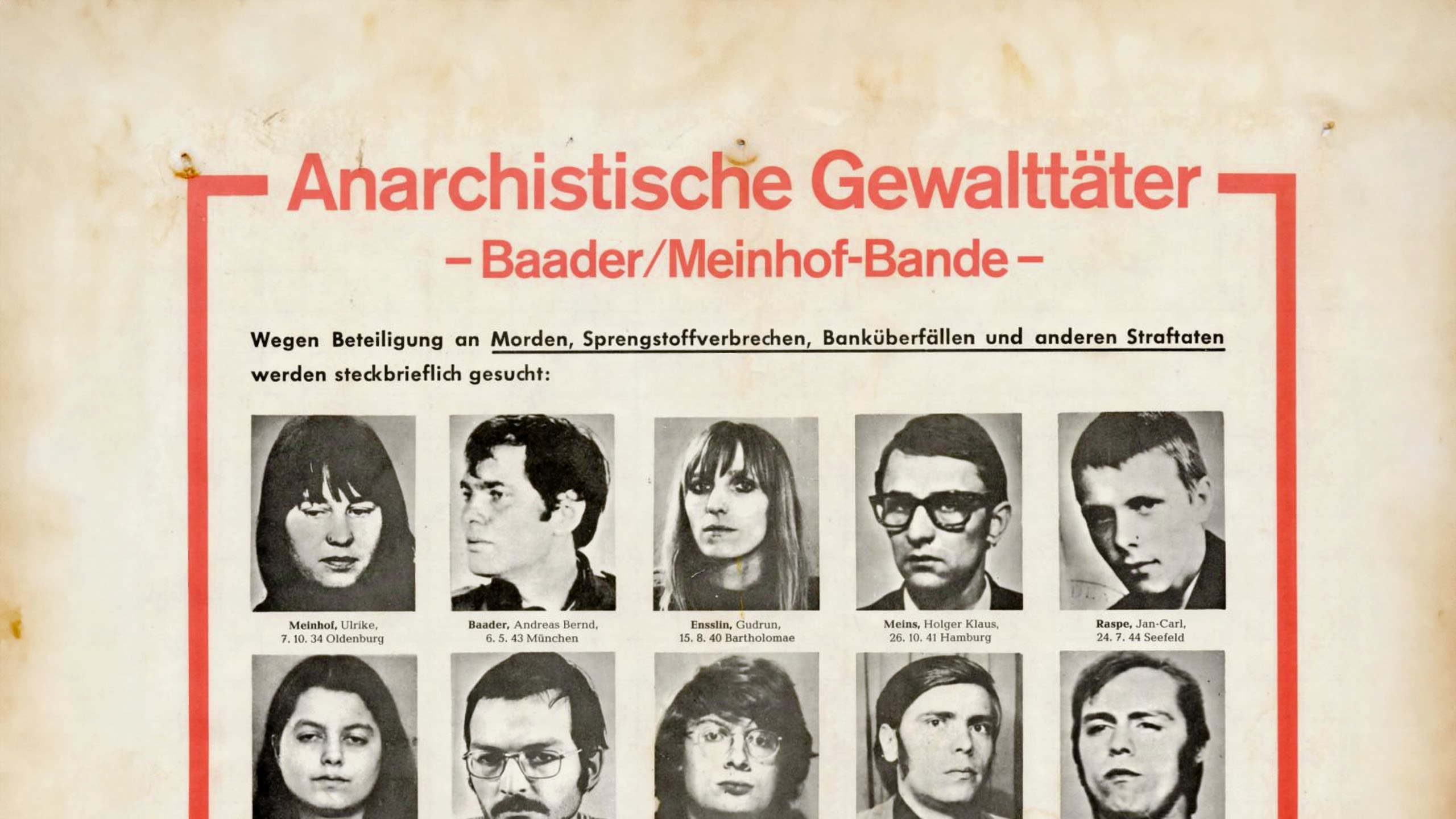 Fahndungsplakat "Anarchistische Gewalttäter"